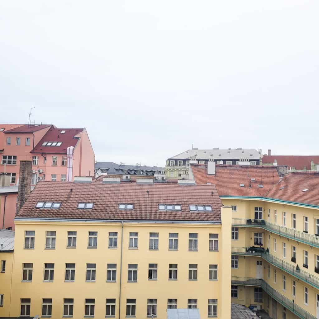 View of buildings and apartments from Sophie's Downtown in Prague, Czech Republic