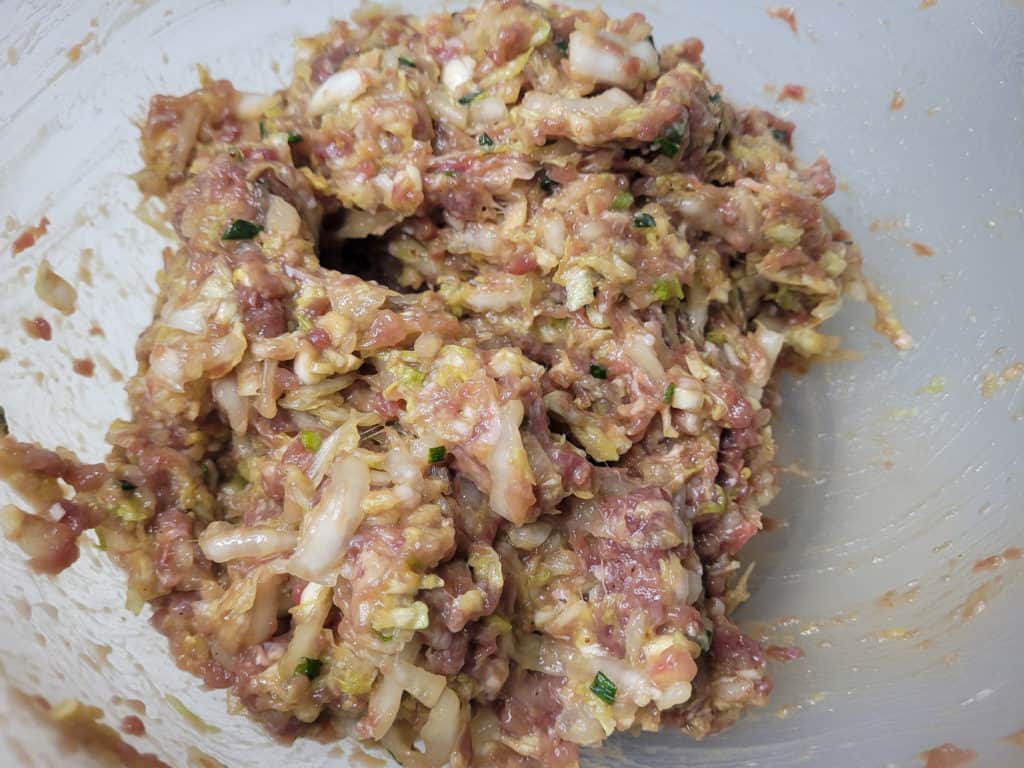 Closeup of mixed meat and vegetables in a bowl