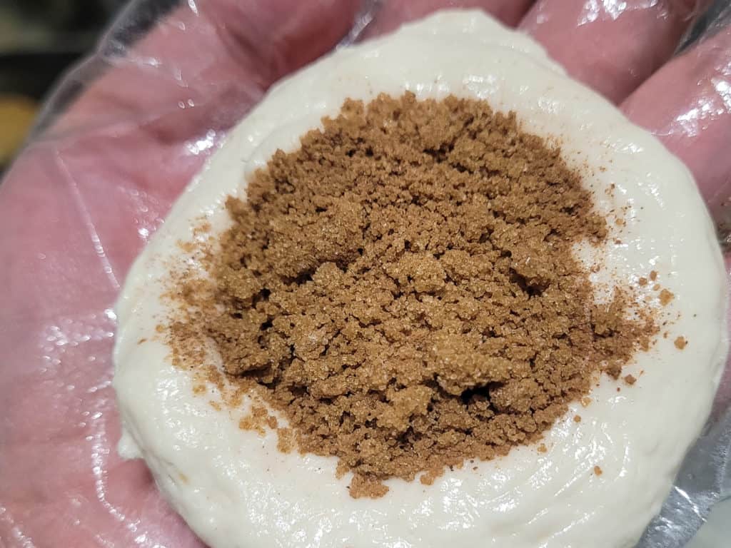 Brown sugar in the middle of dough