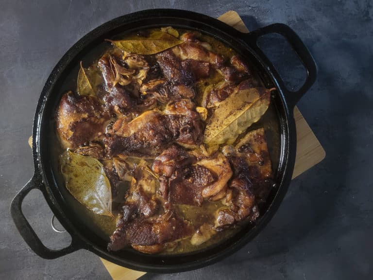 Overhead chicken adobo