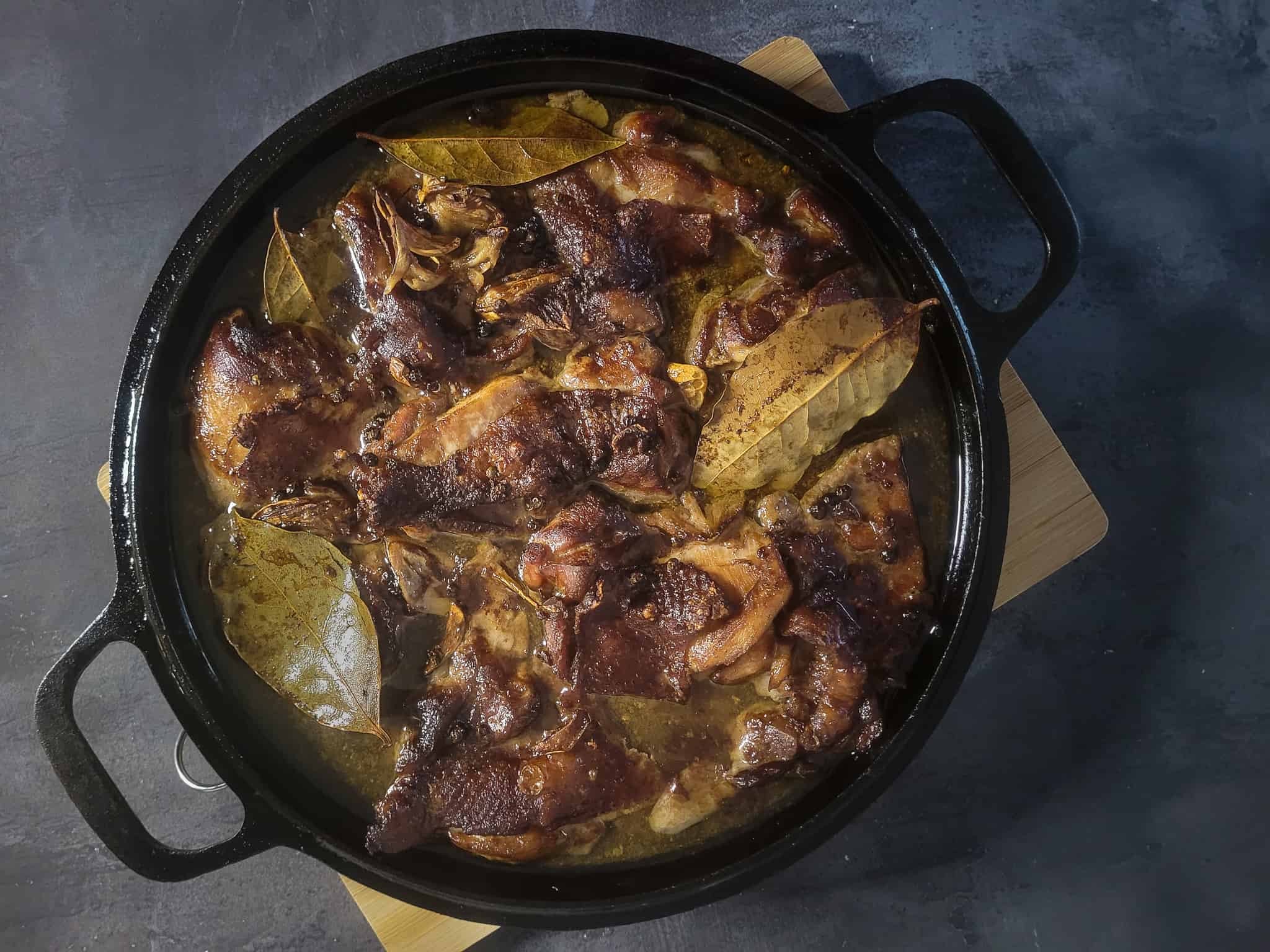 Overhead chicken adobo