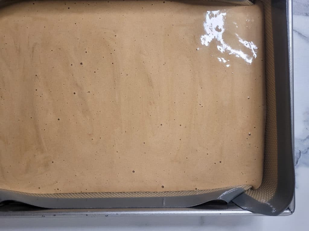 Sponge cake for mocha roll cake before baking