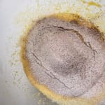 Dry ingredients with wet ingredients for sponge cake