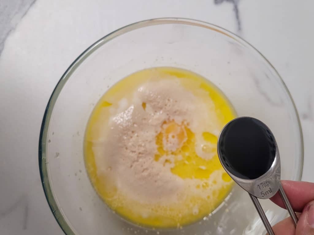 Yeast mixture with egg yolk and ube extract