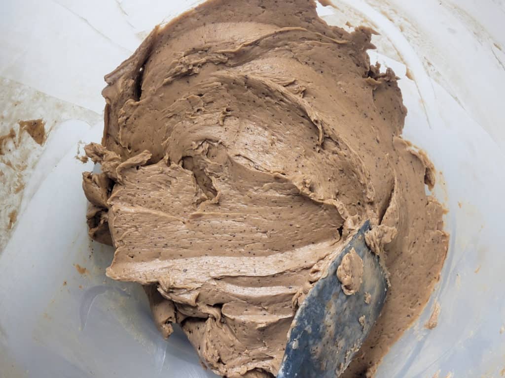 Coffee buttercream frosting in a boowl