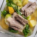 Overhead shot of bulalo or nilaga, bone broth stew
