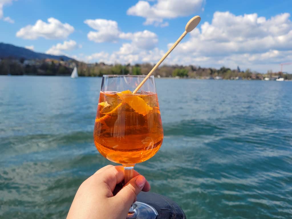 What to eat in Zurich: Aperol Spritz on a boat