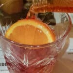 Close up on negroni poured into glass