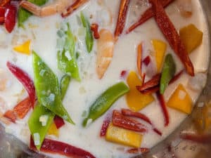Vegetables and shrimp in coconut milk