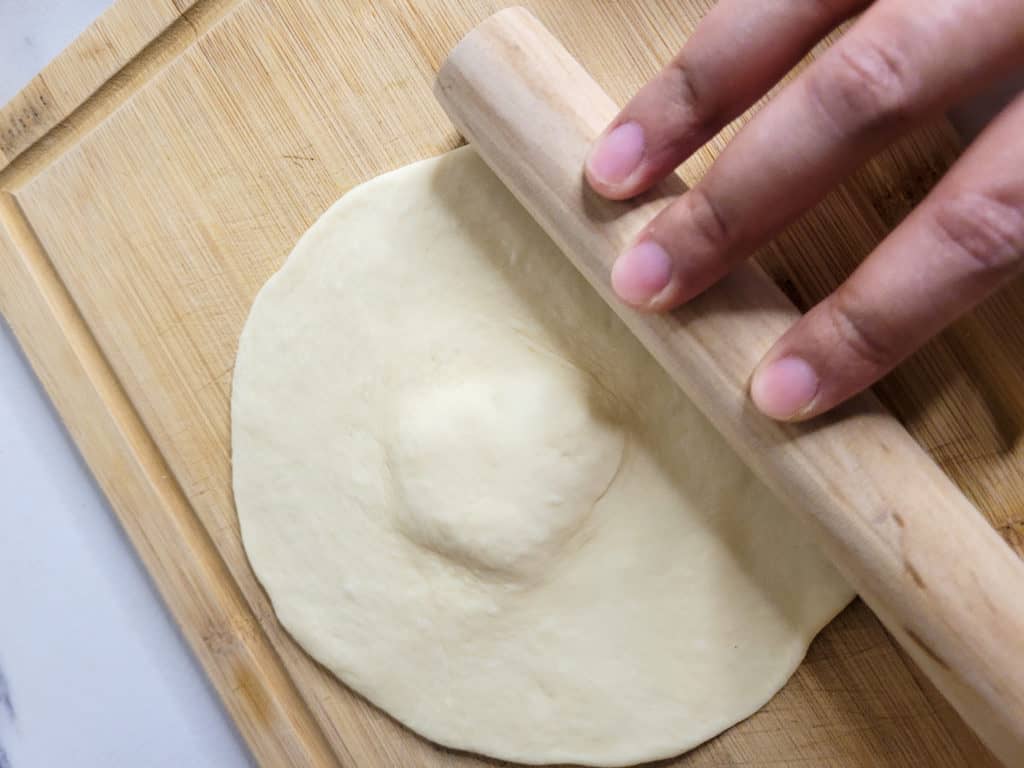 Rolled dough with small rolling pin