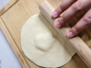 Rolled dough with small rolling pin