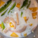 Shrimp in coconut milk with pumpkin and green beans
