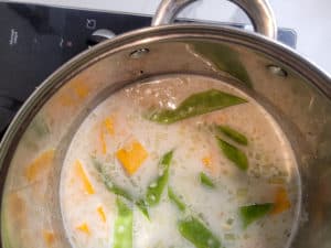 Green beans and pumpkin in coconut milk