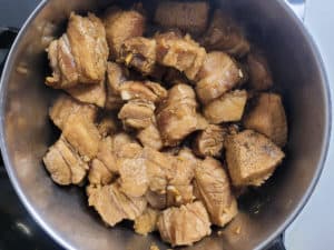 Browning pork for Filipino empanada
