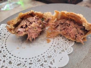Cross section of pork empanada
