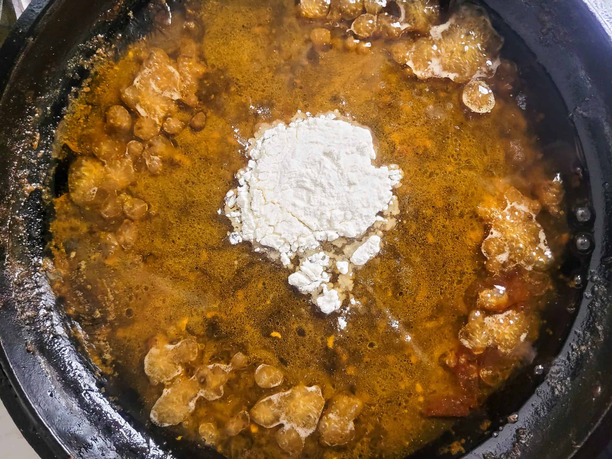 Flour in chicken drippings