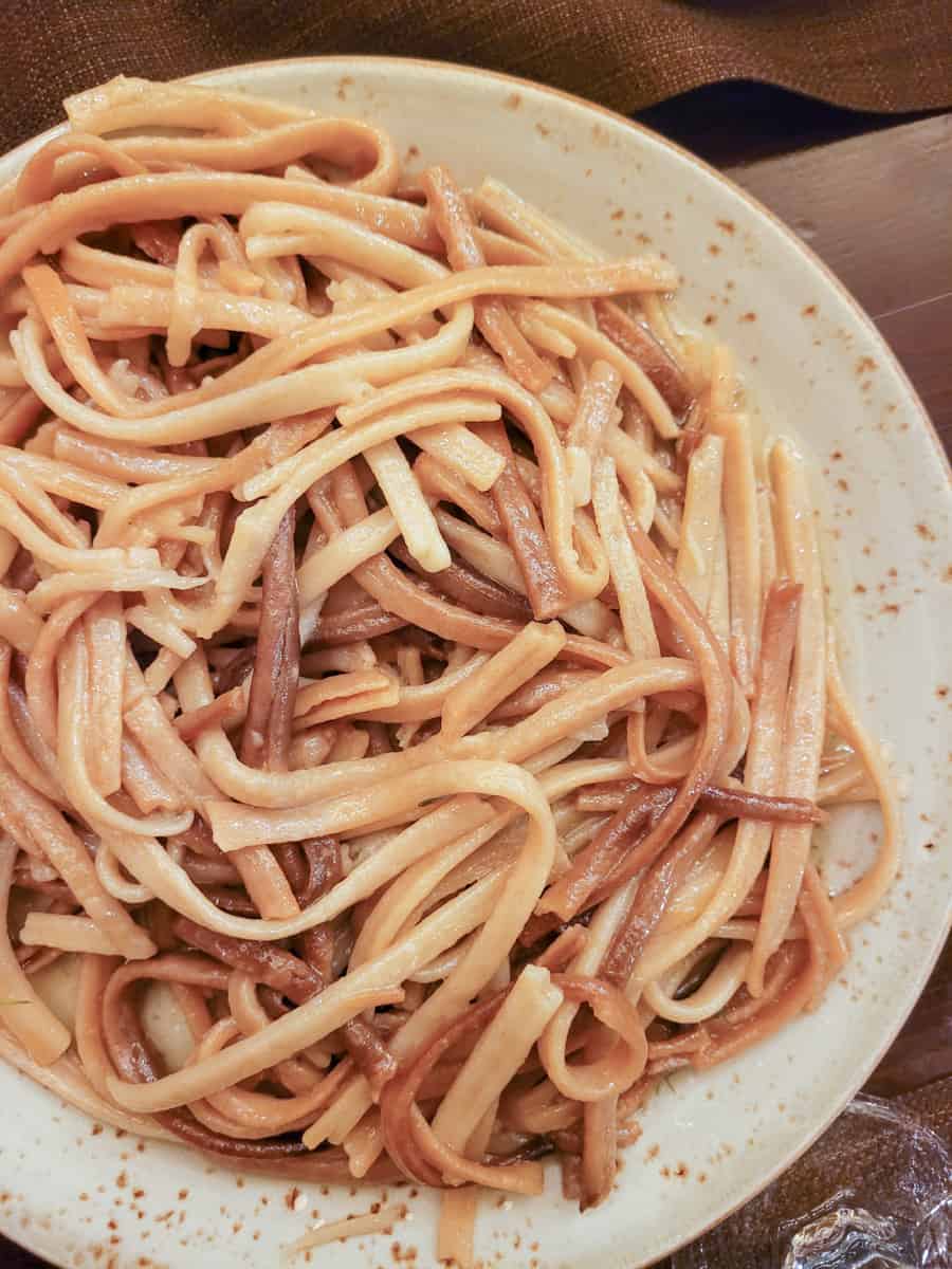 A plate of Armenian noodles for dinner in Yerevan