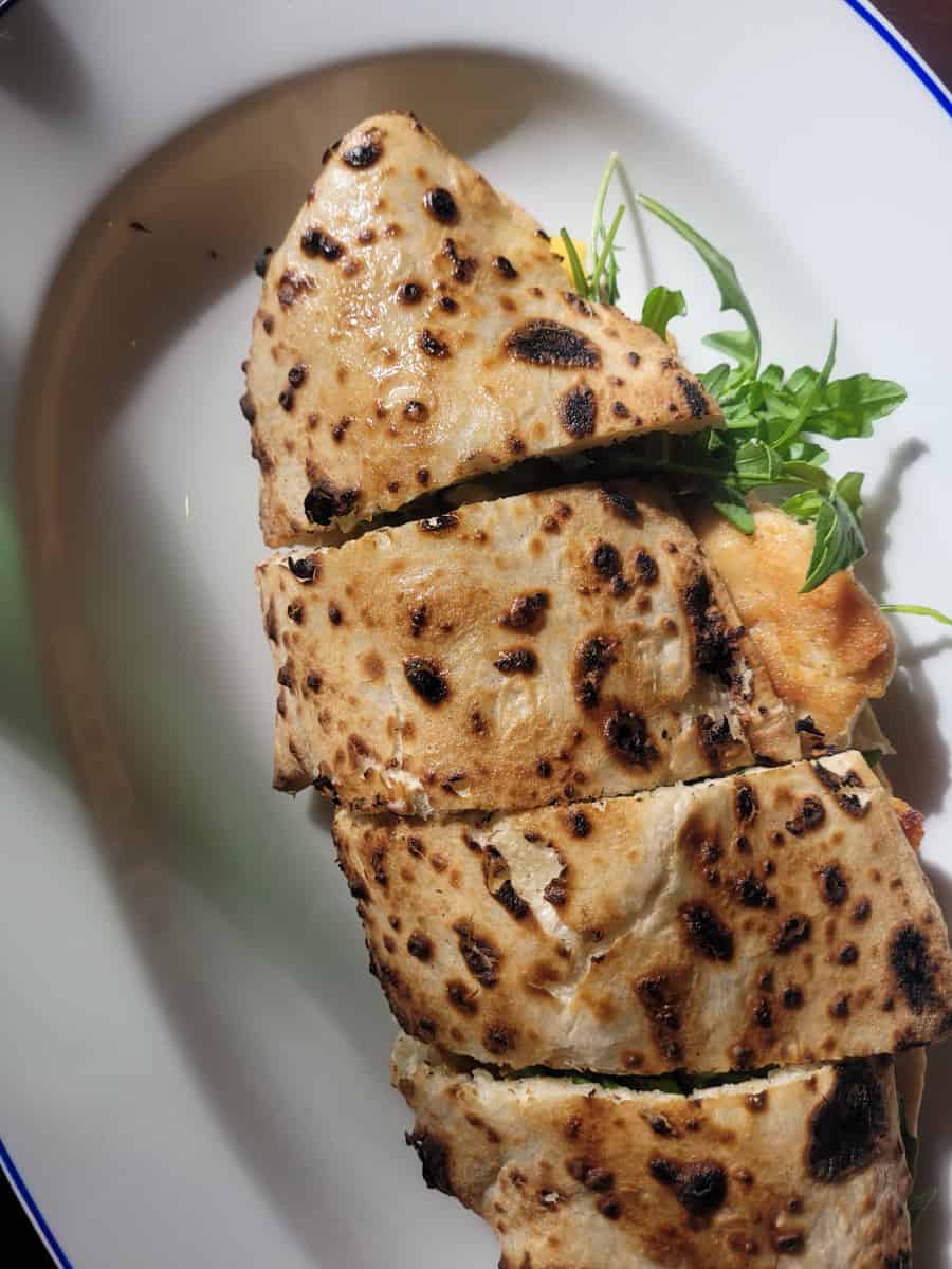 A sandwich with flatbread for lunch in Yerevan