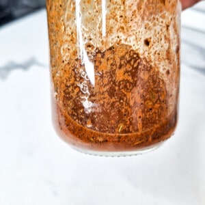 A jar of vinaigrette