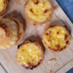 Closeup Portuguese egg tarts or pasteis de nata