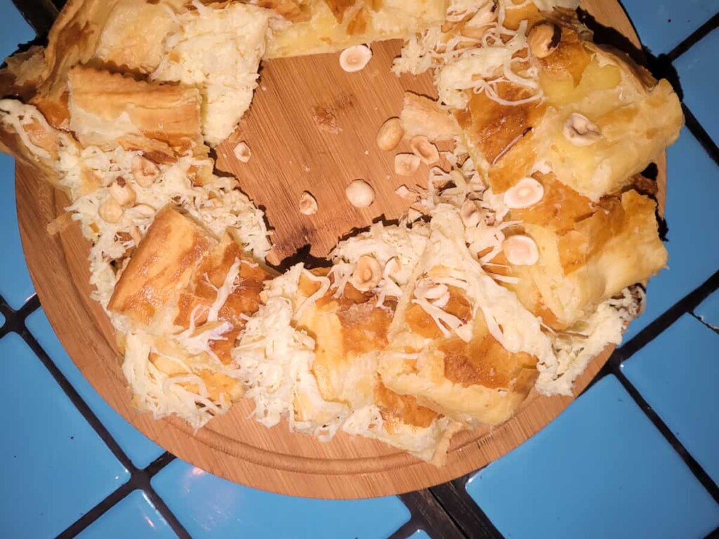 Meskhetian khachapuri on a board