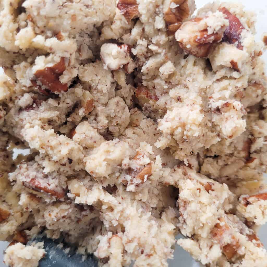 Nuts in raw almond tea cookie batter