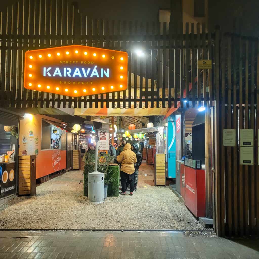 Outdoor foodcourt in Budapest called Karavan