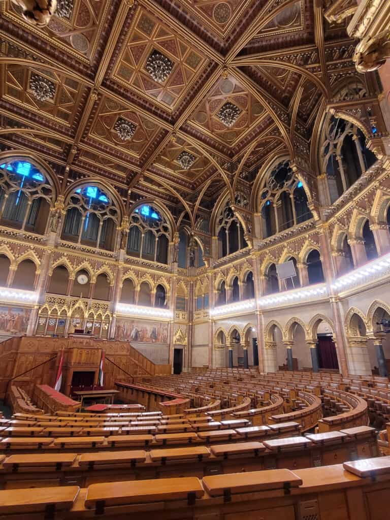 The Hungarian Parliament session room.