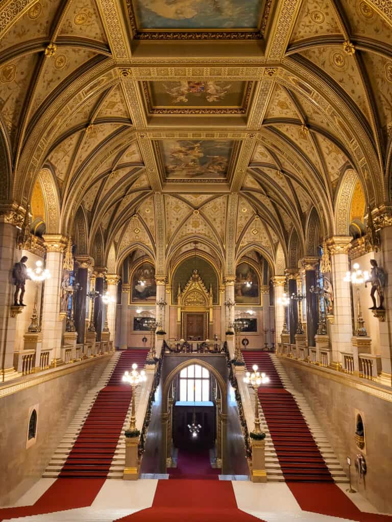 Grand staircase of the Hungarian Parliament Building