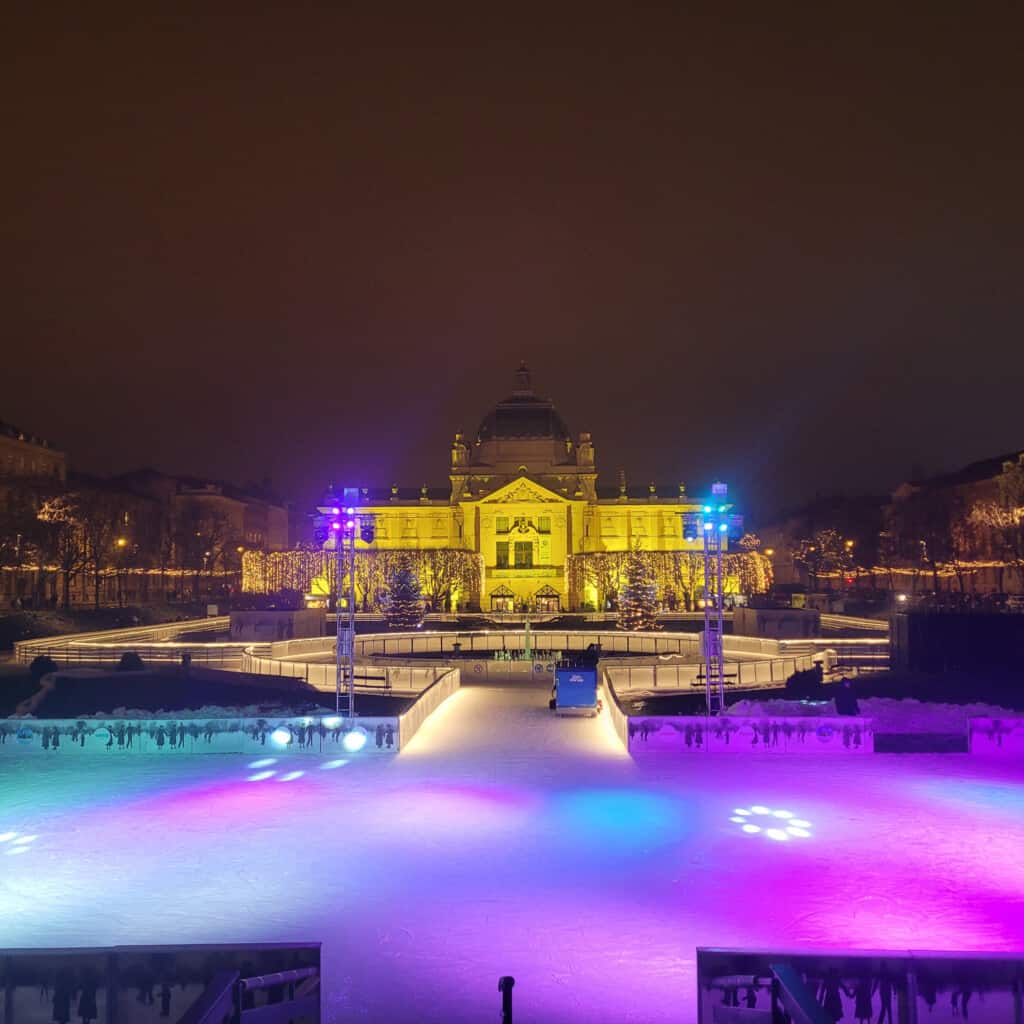 Ice rink in front of Art Pavilion in Zagreb
