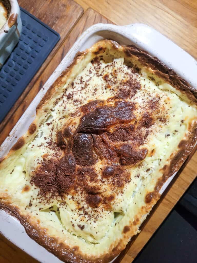Chocolate strukli in a pan