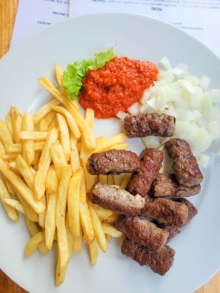 A plate of cevapcici or sausages