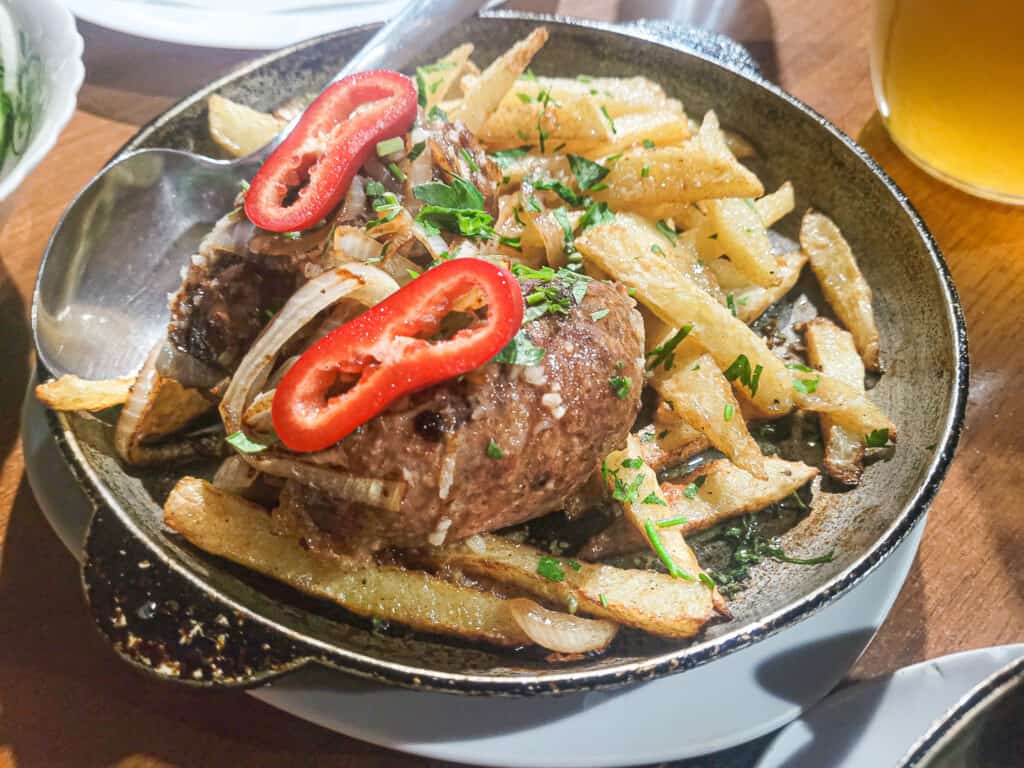 Apkhazura sausage with potatoes