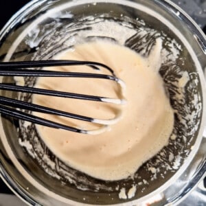Cook the eggs and sugar in a glass bowl on a double boiler