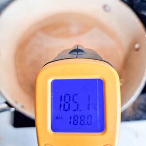 Thermometer gun that reads 185.1 degree celsius