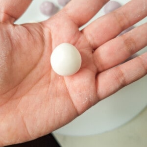 Hand holding glutinous rice ball