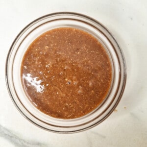 Caramel cooling in a small bowl