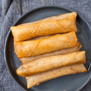 Lumpia shanghai on a gray plate