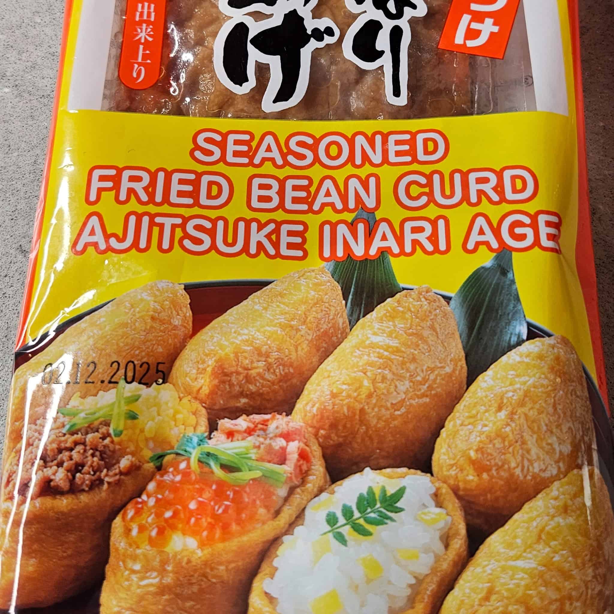 An example of seasoned bean curd for shrimp inari