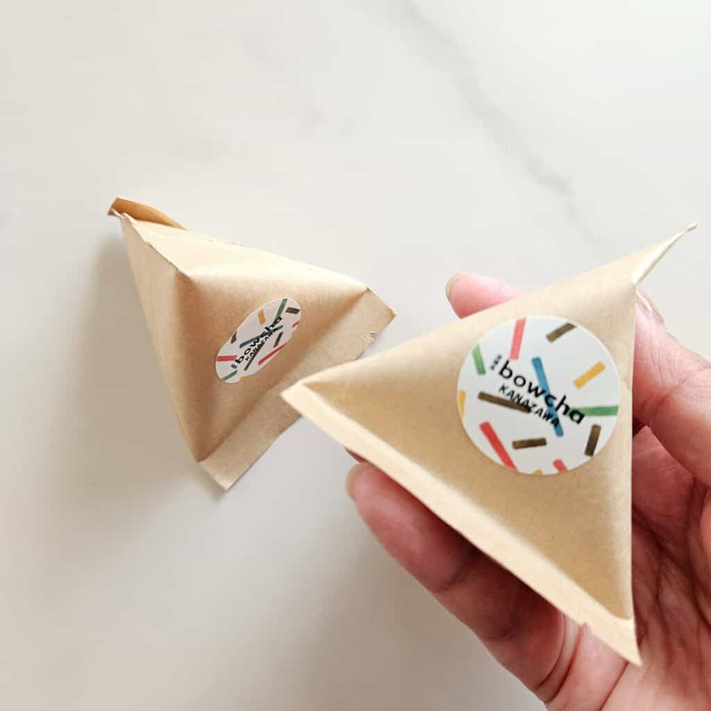 bowcha japanese tea inside paper package