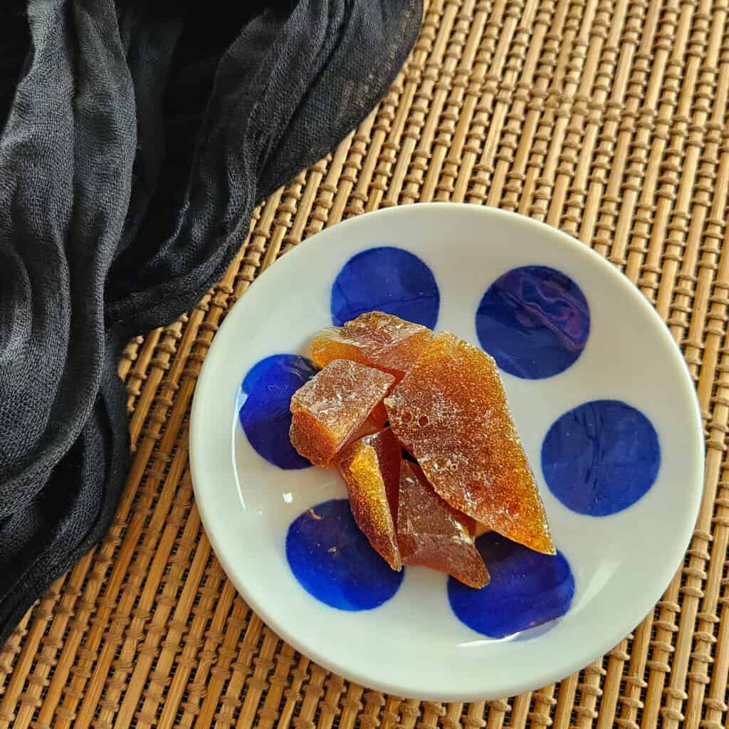Rice candy from Japan on a small plate