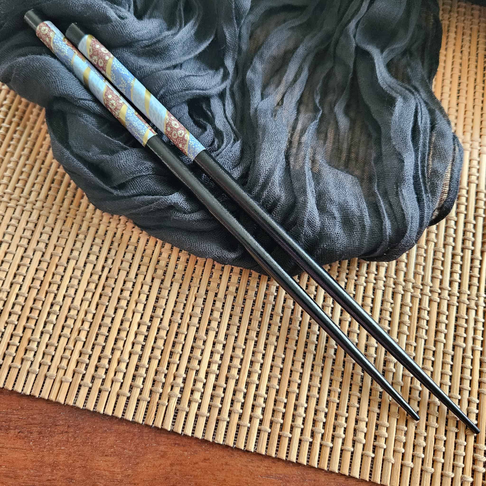 A pair of black lacquered chopsticks from Ishikawa, Japan