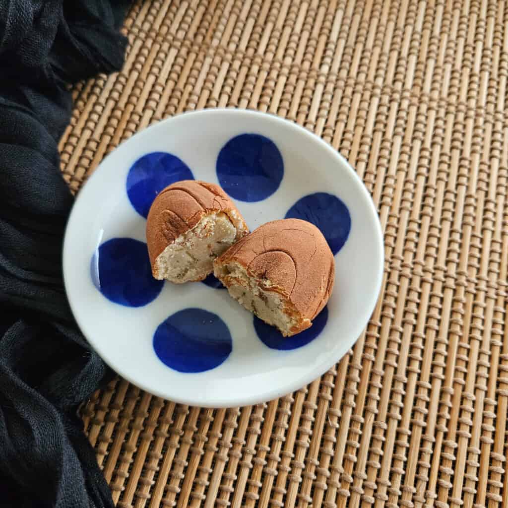 Cross section of a small sweet potato cake